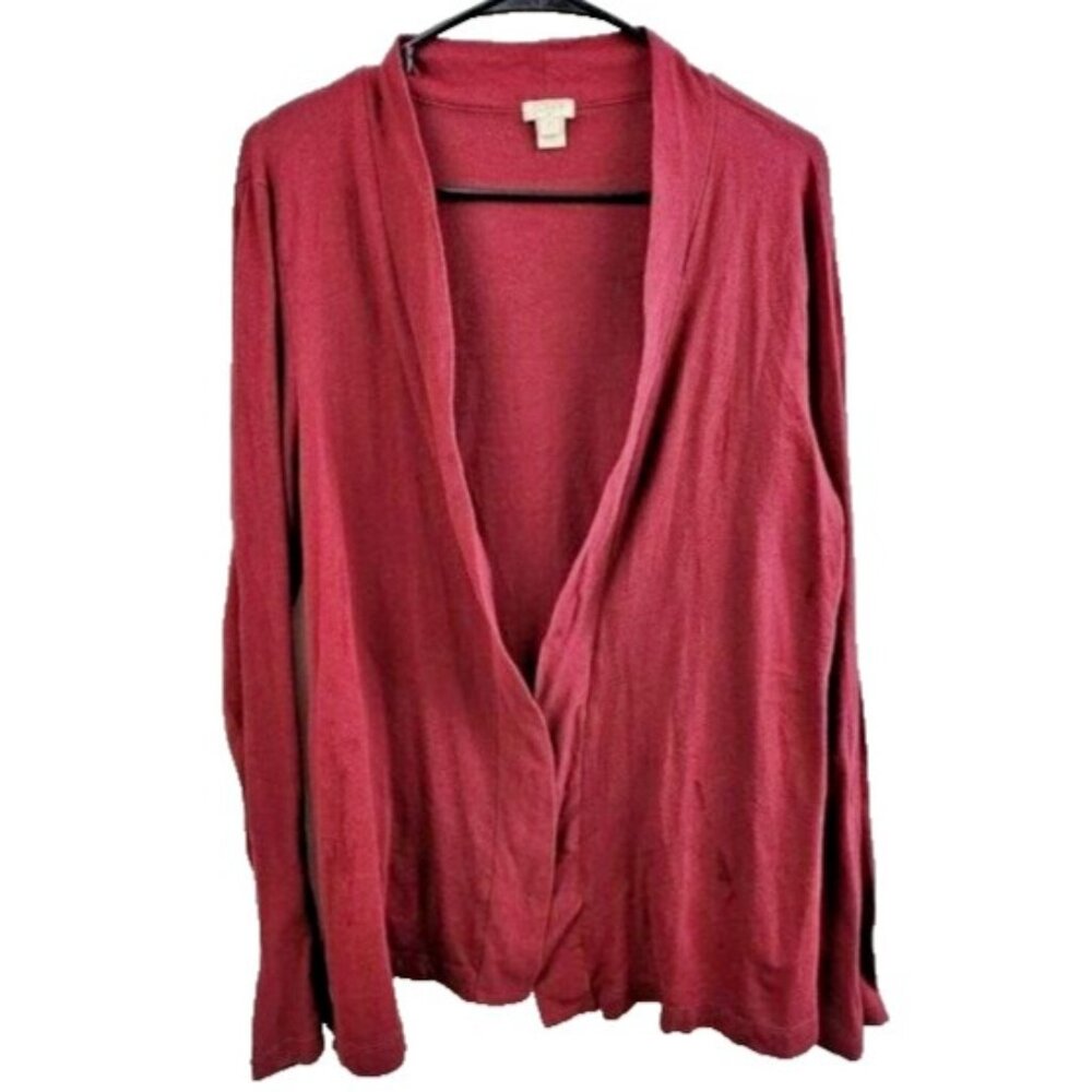 J.Crew Womens‎ Always Cardigan XL Maroon Open Front Lightweight Preppy Casual